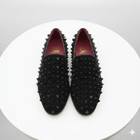 Men’s Black Studded Loafers – Sparko 09 Luxury Slip-On Dress Shoes with Spikes for Party, Prom, and Formal Events