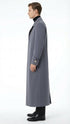 Men’s Full-Length Charcoal Grey Overcoat – Premium Microfiber Blend Long Dress Coat for Winter and Formal Wear in Gray Color