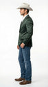 Mens Shiny Dark Green Cowboy Blazer – Western Style Satin Finish Blazer for Party, Country Hunter Color