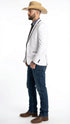 Men’s White Western Blazer with Black Trim – Classic Cowboy Style