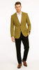 Men’s Mustard Gold Yellow Houndstooth Blazer Jacket, Check Pattern Formal Sport Coat for Weddings, Prom, Business 2 Buttons Modern Fit