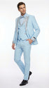 Men’s Light Blue Suit with Silver Glitter Lapel – Light Blue Formal Tuxedo Suit for Prom, Wedding and Special Occasion Wear in Sky Baby Blue
