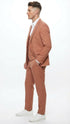 Men’s Light Rust - Peach Color - Salmon Color  3 Piece Suit Set with Vest, Classic Formal Wedding Prom Business Dress Suit