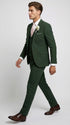 Men’s Forest Green 3 Piece Wedding Suit, Formal Groom Groomsmen Dress Suit Set