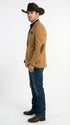 Men’s Camel Suede Cowboy Blazer with Elbow Patch – Camel Western Style Suede Sport Coat for Casual