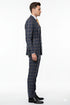 Men’s Navy and Tan Windowpane Double-Breasted Suit | Classic 2-Piece Plaid Dress Suit, Business, and Formal Events By Rossiman