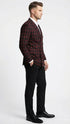 Men’s Black and Red Check Double Breasted Blazer – Sport Coat Jacket Windowpane Sportcoat Slim Fit