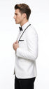 Men’s White Tuxedo Jacket – Black Trim Shawl Lapel Formal Dinner Blazer for Weddings, Prom Wedding Blazer Modern fit