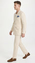 Men’s Light Beige Linen Double-Breasted Suit – Summer Wedding, Beach and Formal 2-Piece Suit