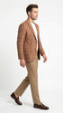 Vitali Men’s Rust Copper Brown Plaid Blazer with Tan Pants – Classic Windowpane, Business and Smart-Casual Birck color  Suit