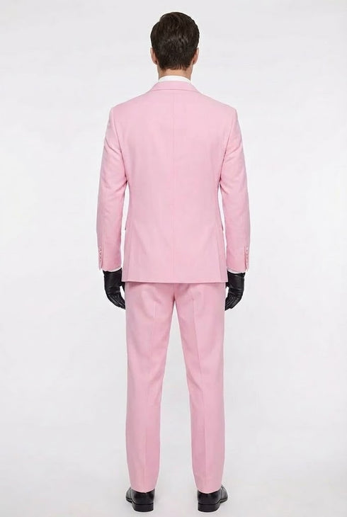 Men’s Pink Two-Piece Suit – Classic Fit Formal Jacket and Tailored Pants
