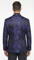 Mens Royal Blue Paisley Jacquard Blazer – Luxury Pattern Tuxedo Dinner Jacket with Black Satin Lapel for Wedding, Prom With Bowtie