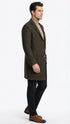 Men’s Brown Checkered Wool Overcoat – Long Winter Coat with Classic Plaid Pattern By Statement