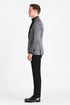Silver Metallic Tuxedo Suit with Black Satin Peak Lapel – Mens Slim Fit Formal Wedding and Prom Attire in Charcoal Grey With Pants