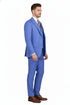 Men’s Light Blue Double-Breasted 3-Piece Suit Set – Tailored Fit Formal Business Suit in Steel Blue Sky Blue Color