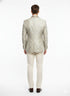 Men’s Champaign Silver and Cream Embroidered Luxury Blazer – Floral Pattern Wedding & Party Dinner Jacket in Light Tan Color