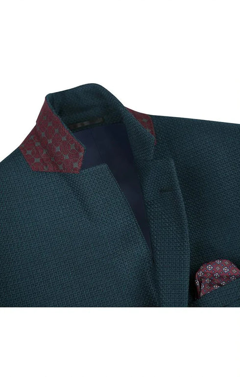 Men's Slim Fit Blazer Wool Blend Sports Jacket in Emerald Green