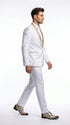 Men’s White and Gold Lapel 2-Piece Tuxedo Suit with Gold Glitter Shawl Lapel – Wedding, Prom and Dinner Jacket