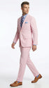 Men’s Pink Seersucker 2 Piece Suit, Lightweight Summer Dress Suit for Weddings, Prom, Parties, and Special Occasions