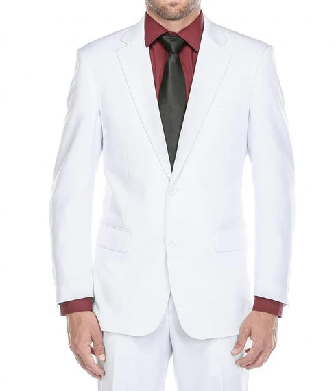 (36R, 48S) 2 Piece Suit 2 Buttons Regular Fit In White