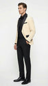 Men’s Ivory Dinner Jacket - Cream Velvet Blazer with Black Satin Lapel | Wedding and Party Formal Sport Coat in off white