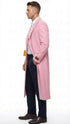 Men’s Pink Wool Blend Long Overcoat – Slim Fit Tailored Winter Coat - Carcoat - Topcoat