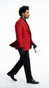 Men’s Red Blazer with Black Pants – Celebrity Inspired Wedding, Prom & Party Suit