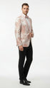 Men’s Pink Blush Floral Jacquard Blazer with Embellished Shawl Lapel – Luxury Party and Wedding Wear Jacket