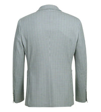 Half Canvas Slim Fit Blazer in Sage Blue Check