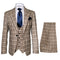 Mens Plaid Windowpane Business Suit - Tan
