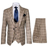 Mens Plaid Windowpane Business Suit - Tan