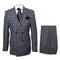 Mens Plaid Windowpane Business Suit - Dark Grey