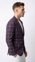 Men's Purple Windowpane Sport Coat – Classic Fit Plaid Blazer Jacket for Business, Wedding & Casual Wear