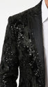 Men’s Black Sequin Western Blazer – Embroidered Cowboy Tuxedo Jacket with Rhinestone Lapels