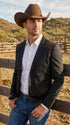Men’s Black & Brown Western Blazer – Cowboy Sport Coat with Brown Embroidered Shoulder & Back Design
