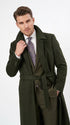 Men’s Blade Runner K Inspired Olive Green Wool Duster Coat – Long Vintage Sci-Fi Overcoat
