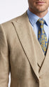Men’s Great Gatsby Tan Summer Sharkskin 3 Piece – Double Breasted Vest Classic 1920s Groosmen Suit