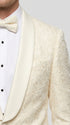 Men’s Ivory Off White Jacquard Dinner Jacket – Cream Tuxedo Blazer for Weddings & Formal Events + Bowtie included