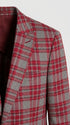 Men's Red Tartan Plaid Blazer Checkered Sport Coat Holiday New Year Gray Windowpane