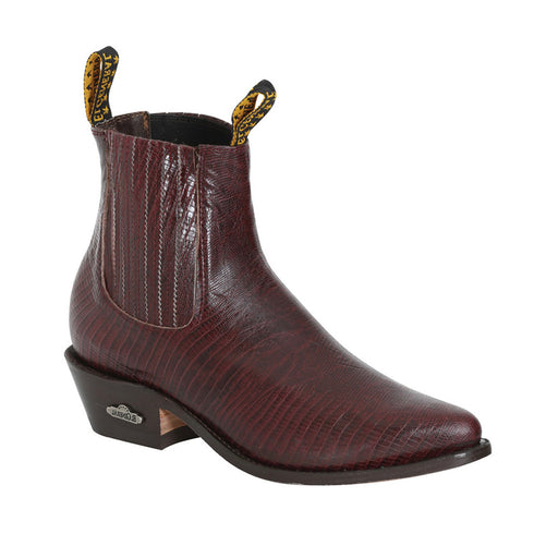 Lizard print cowboy ankle boots