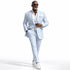 Mens Premium Cotton Seersucker Stripe Suit – Light Blue
