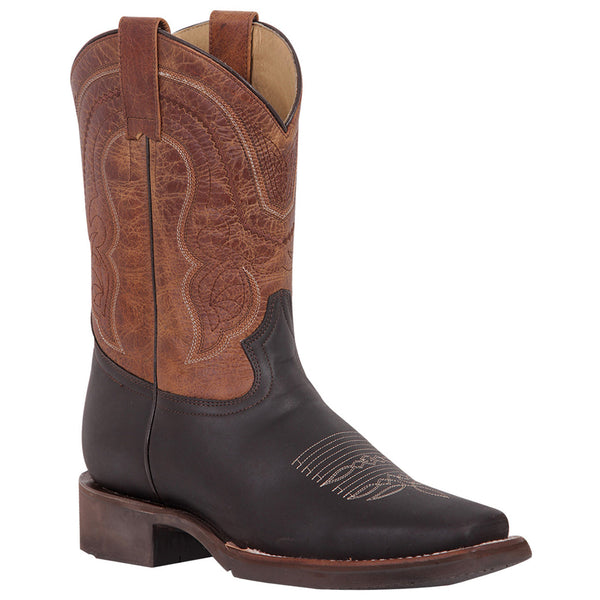 Brown square toe cowboy boot