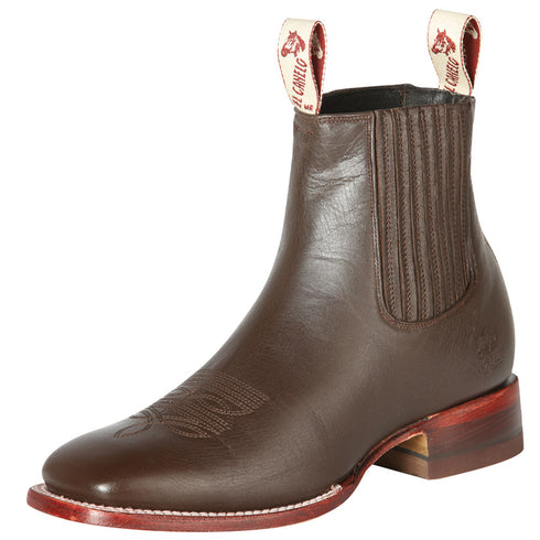 Brown Square Toe Ankle Boots