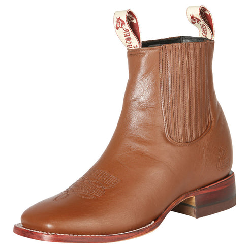 Tan Square Toe Ankle Boots - El Canelo