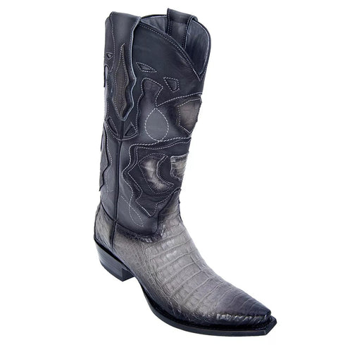 Los Altos Gray Genuine Caiman Snip Toe Boots