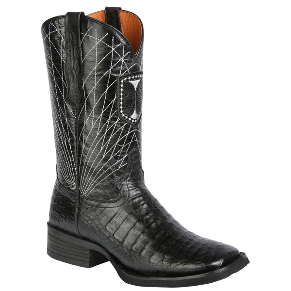 Black Caiman Print Cowboy Boots - El General