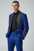 Men’s Bella Embellished Black & Royal Blue Tuxedo – 3 Piece Formal Suit with Shawl Lapel, Vest & Matching Pants