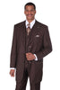 Mens 3 Button Vested Wide Peak Lapel 1920's Gangster Pinstripe Suit in Brown