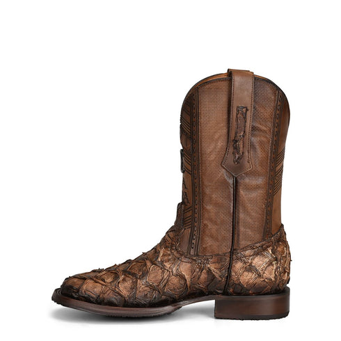 Mens Honey Fish Pirarucu Square Toe Cowboy Boots