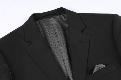 Wool Regular Fit Blazer Solid Color in Black